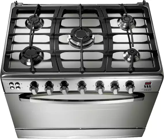 Universal Iron Cooker, 90 x 60 cm, 5 Burners, Full Safety, Silver, I-7ST-9605