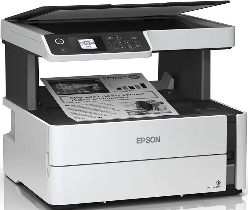 Epson EcoTank M2140 Monochrome Inkjet Printer (Print - Scan - Copy - LCD Screen), White x Black