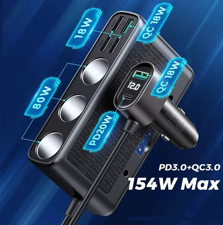 شاحن سيارة سريع صغير من جوي روم للموبايل والتابلت،  يو إس بي متعدد، أسود JR-CL06