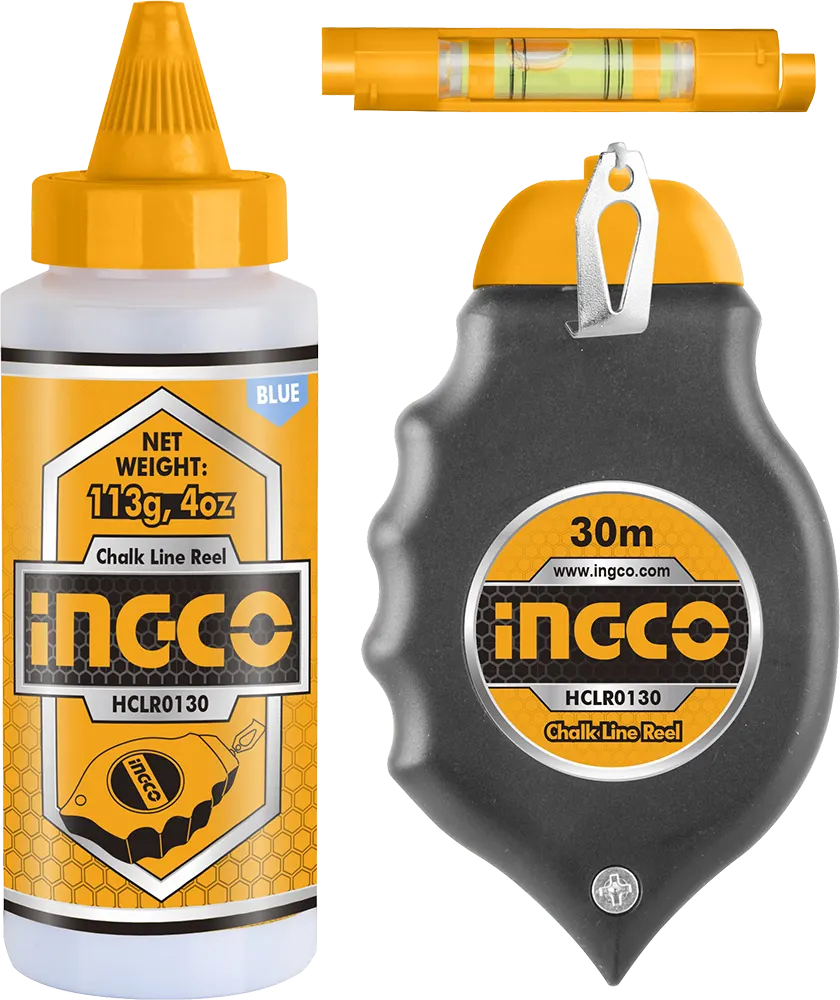 Ingco Chalk Line Reel, 30 Meters, with Powder and Scale, HCLR0130