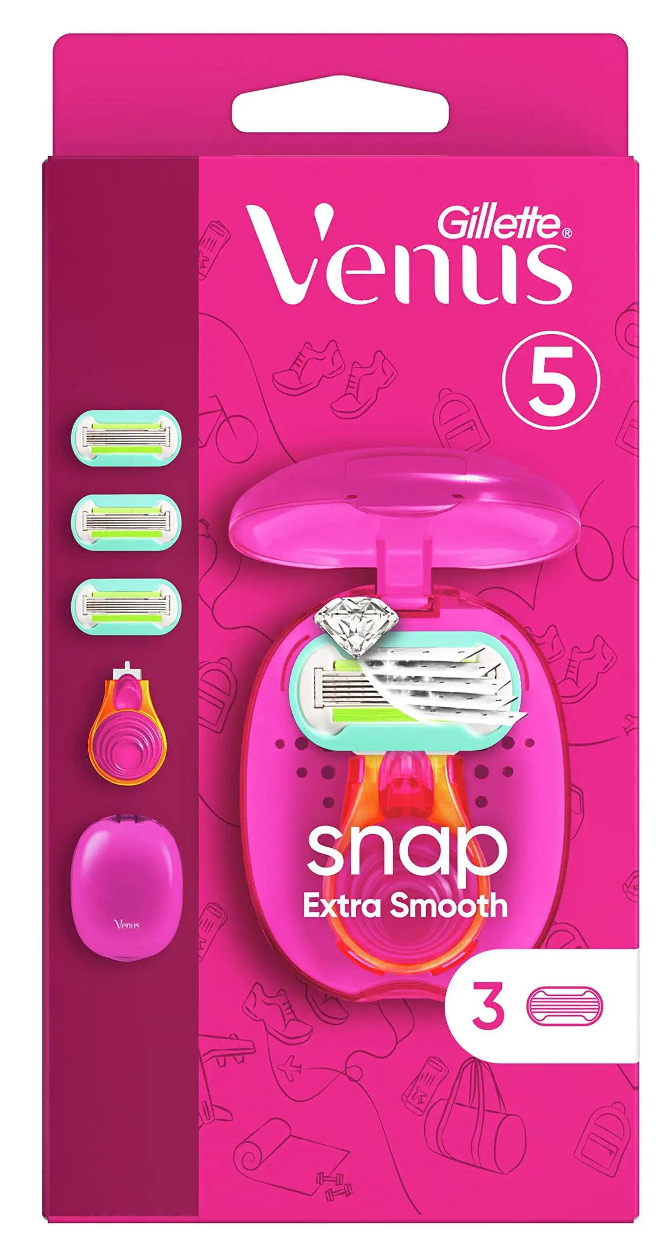 Gillette Venus Extra Smooth Snap Razor With 3 Razor Blades