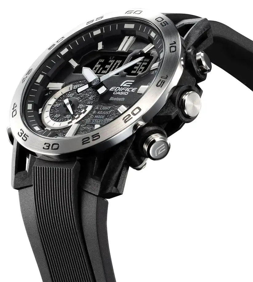 Casio Edifice Watch for Men, Analog and Digital, Resin Strap, Black ECB-40P-1ADF