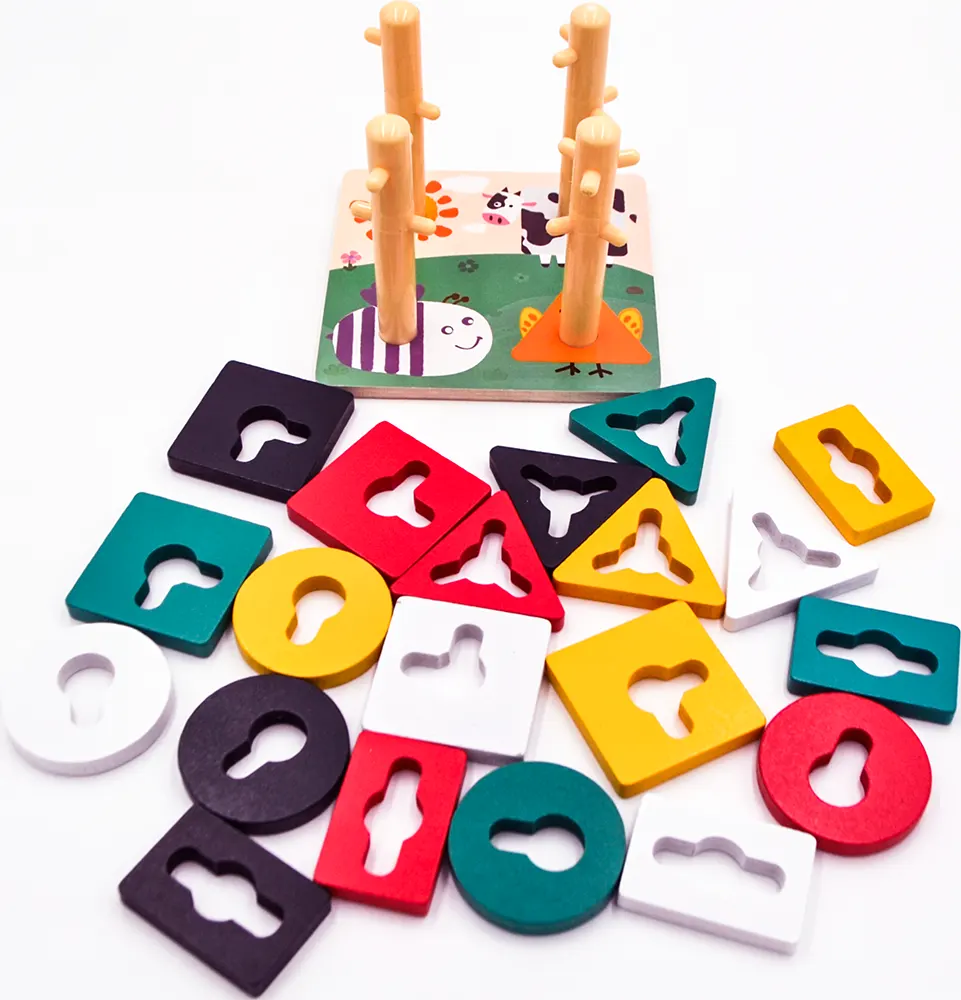 Shape Classification And Problem Solving Game, Printed Wooden Base