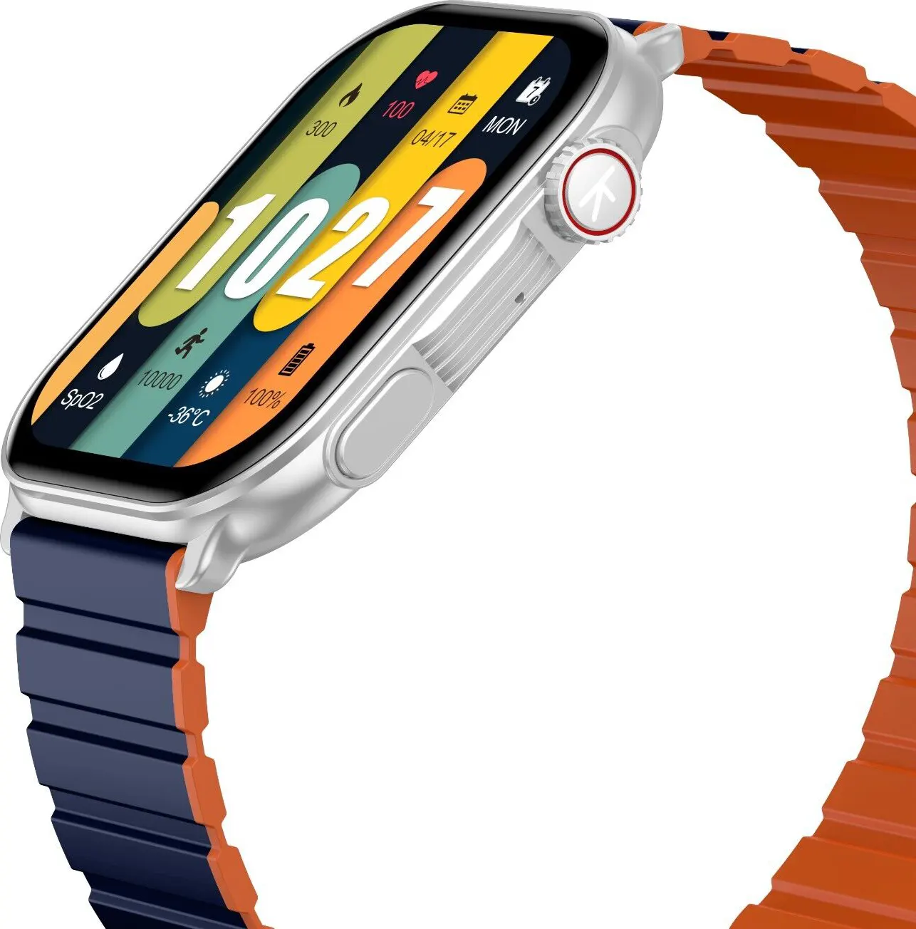 ساعة سمارت كيسليكت Ks برو، شاشة اموليد 2.01 بوصة تعمل باللمس، بطارية 300 مللي أمبير، بلوتوث، ازرق×فضي