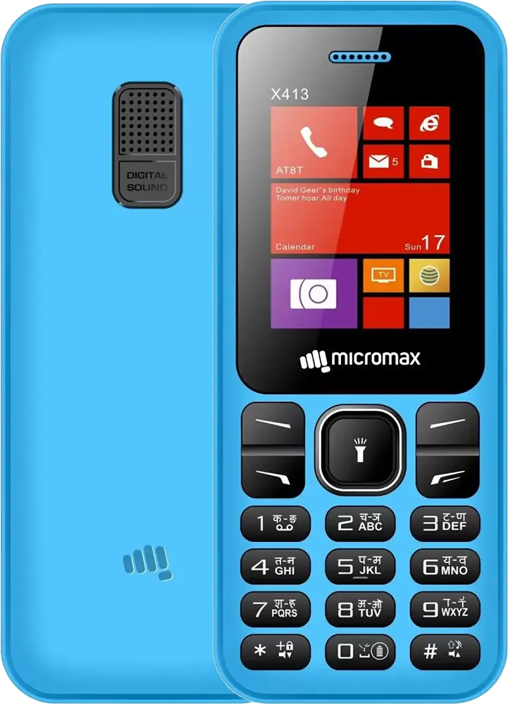 موبايل مايكروماكس X413 ، ثنائي الشريحة ،ذاكرة داخلية 24 ميجابايت ، رامات 32 ميجابايت ،أزرق