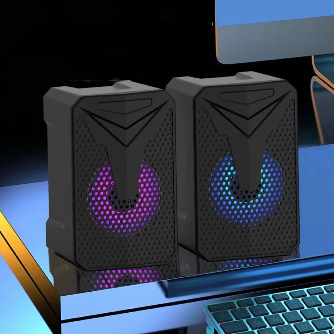 سماعات كمبيوتر جاما سلكية، منفذ USB 2.0، ضوء RGB، أسود، GT-314