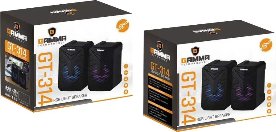 سماعات كمبيوتر جاما سلكية، منفذ USB 2.0، ضوء RGB، أسود، GT-314