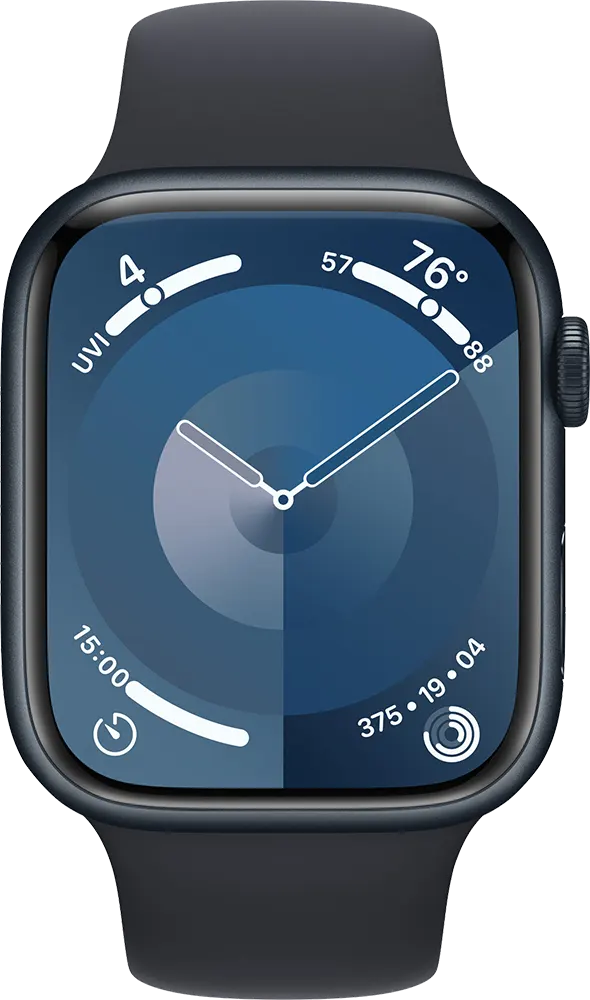 Apple Watch Series 9, 45mm Retina LTPO OLED Display, GPS, Aluminium Case, Midnight