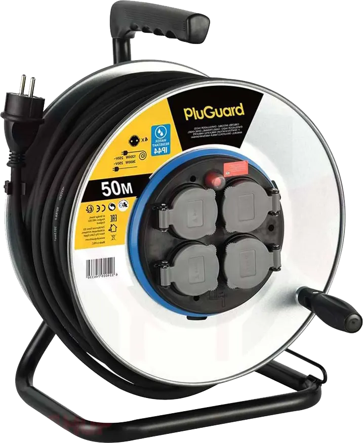 مشترك كهرباء بلجارد صناعي 4 عين، 50 متر، مقاوم للماء، أسود