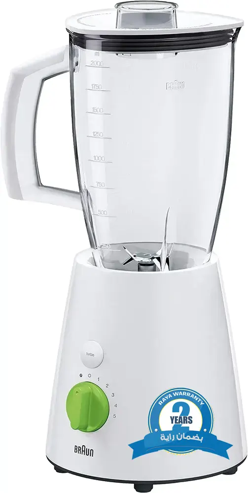 خلاط كهربائي براون، 800 وات، 2 لتر، أبيض، JB3010(بضمان راية)