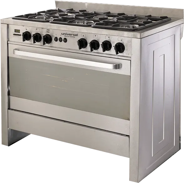 Universal Professional Cooker 60*100 cm, 6 Burners, Digital Display, Full safety, Cast Iron Holders, Stainless Steel, Silver, (6106) 8-PR-R