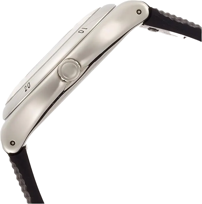 ساعة سواتش للرجال، مينا فضية، عقارب دائرية، سوار سيليكون أسود، ساعة يد تناظرية، اطار ستانلس ستيل فضي، YWS406