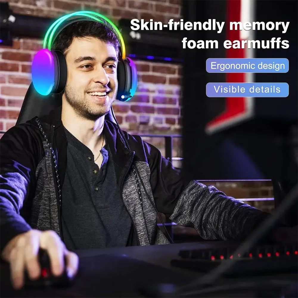 سماعة رأس سلكية للألعاب من سبارك، ميكروفون مدمج، منفذ USB ومقبس صوت 3.5 ملم، أسود، H103