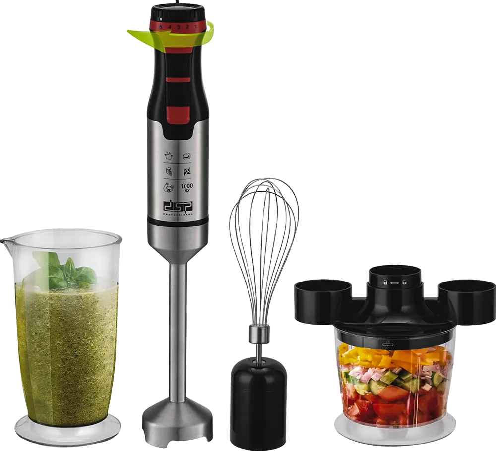DSP Hand Blender, 1000 Watt, 500 ml Chopper, Black, KM1157