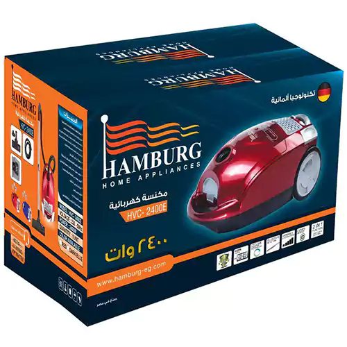 مكنسة كهربائية هامبرج، 2400 وات، أحمر، HVC-2400E