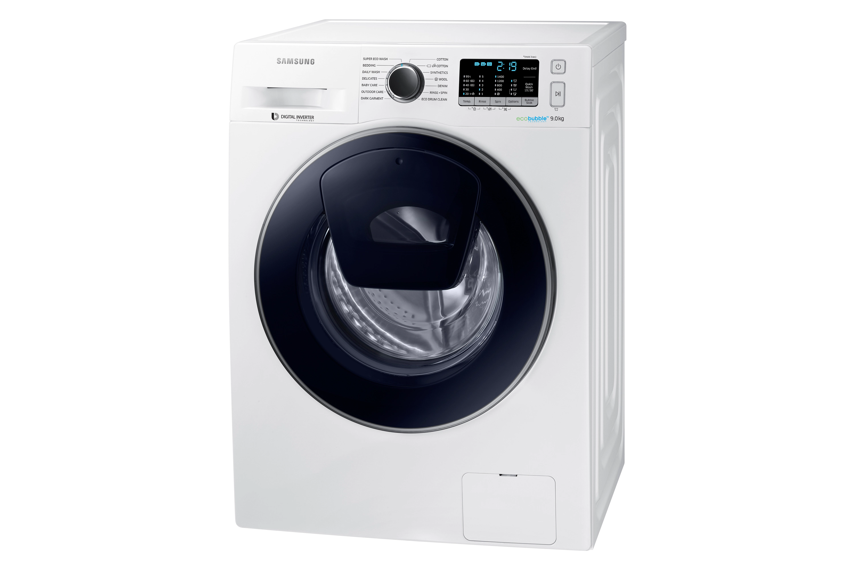 Samsung Front Loading Washing Machine, 9 kg, White, WW90K5410UW-AS