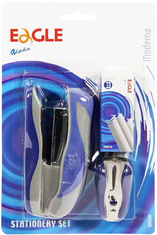 Eagle S5023A Pocket Stapler & Stapler Set + Pin Tray, Blue
