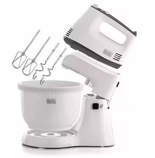 Black & Decker Egg beater with stand mixer, 300 Watt, 3.5 liter, White, M700