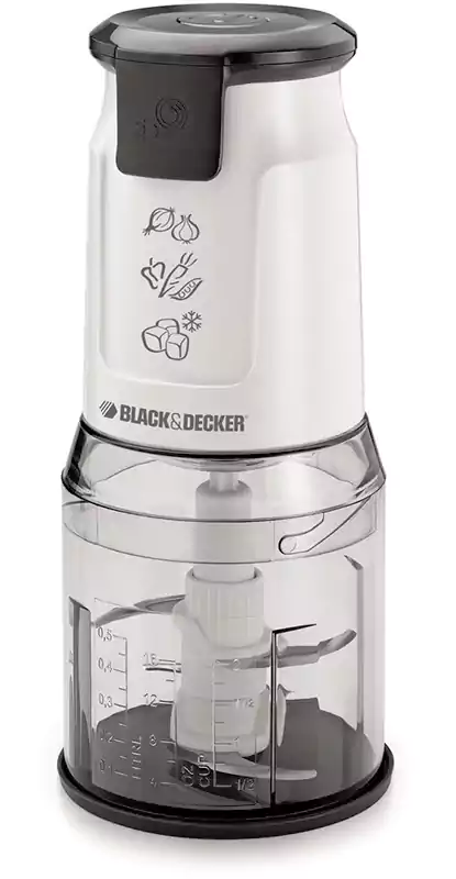 Black & Decker Meat & vegetables Chopper, 500 watt, with 2 Stainless steel blades, 500 ml, White, FC300-B5