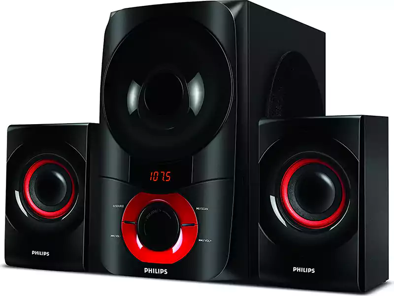 سماعات مكبرة للصوت فيليبس، بلوتوث، 3 قطع، منفذ USB\ SD\ AUX، مع ريموت كنترول، أسود، MMS6060F